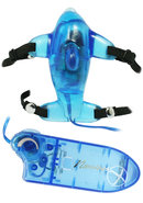 Beautiful Blue Dolphin Vibrating Strap On Blue