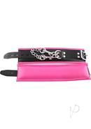 Rouge Padded Leather Adjustable Wrist Cuffs - Black And Pink