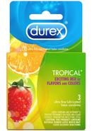 Durex Condoms Tropical Assorted Flavors And Colors 3-pack