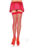 Leg Avenue Fishnet Stocking With Back Seam - O/s - Red
