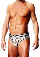 Prowler Leather Pride Open Brief - Large - White/black