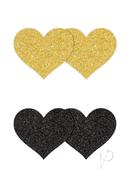 Pretty Pasties Glitter Hearts - Black/gold