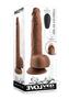 Thrust In Me Rechargeable Silicone Thrusting Vibrating Realistic Dong With Remote Control - Chocolate